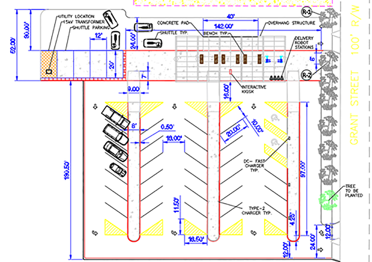 Typical layout for a smart mobility hub