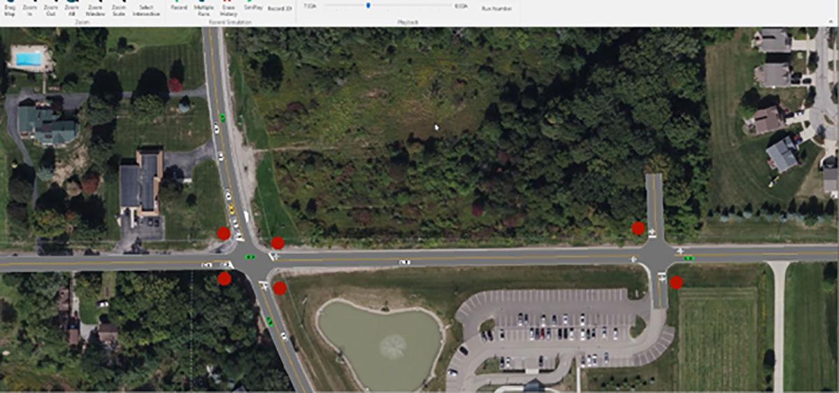 Traffic simulation around the housing development using Synchro