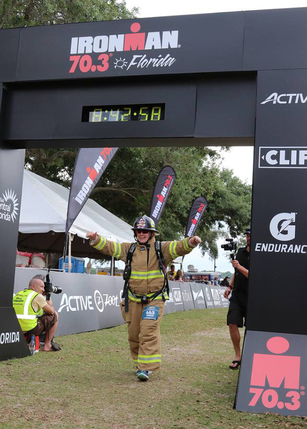 Diana Woolf at finish line