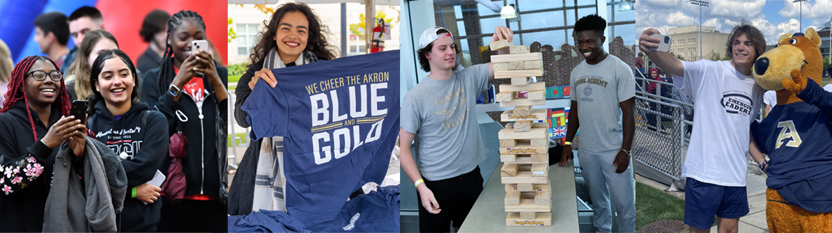 Students enjoying themselves on campus at The University of Akron