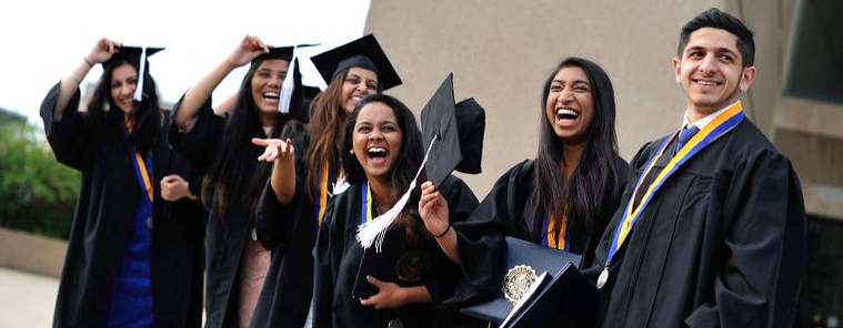 International students after graduation ceremony